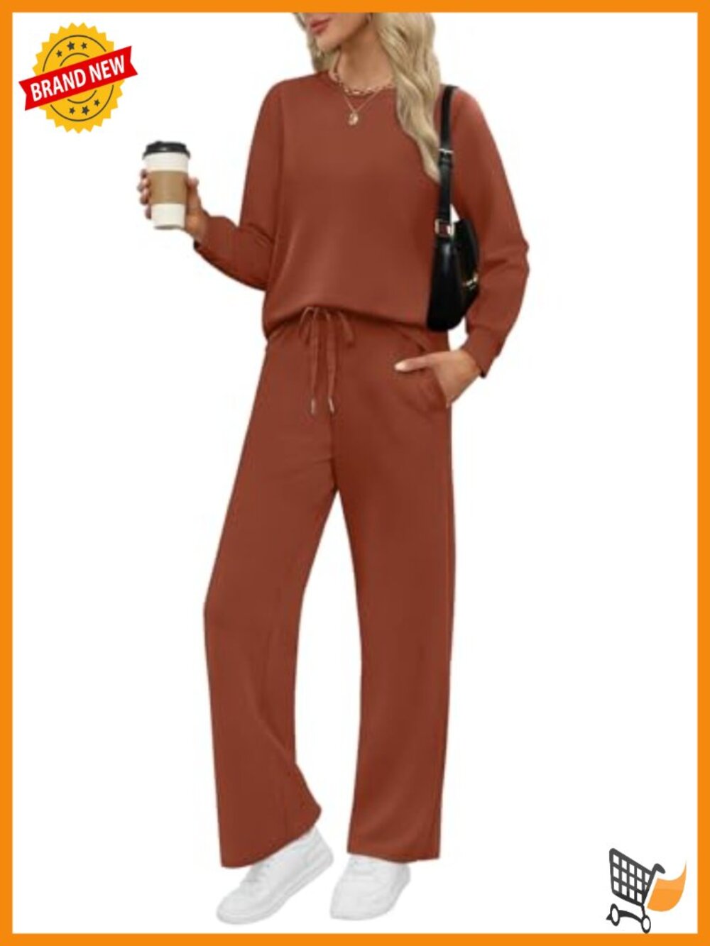 WIHOLL Women's 2-Piece Lounge Set Sweatsuit Tracksuit Wide Leg Pants Travel